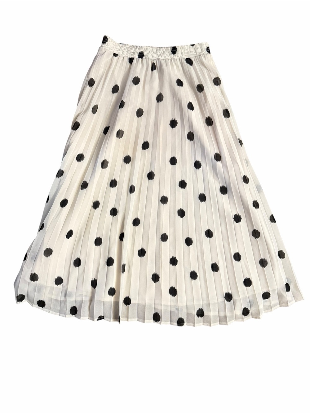 Target White Pleated Polka Dot A-Line Skirt - Black Dots